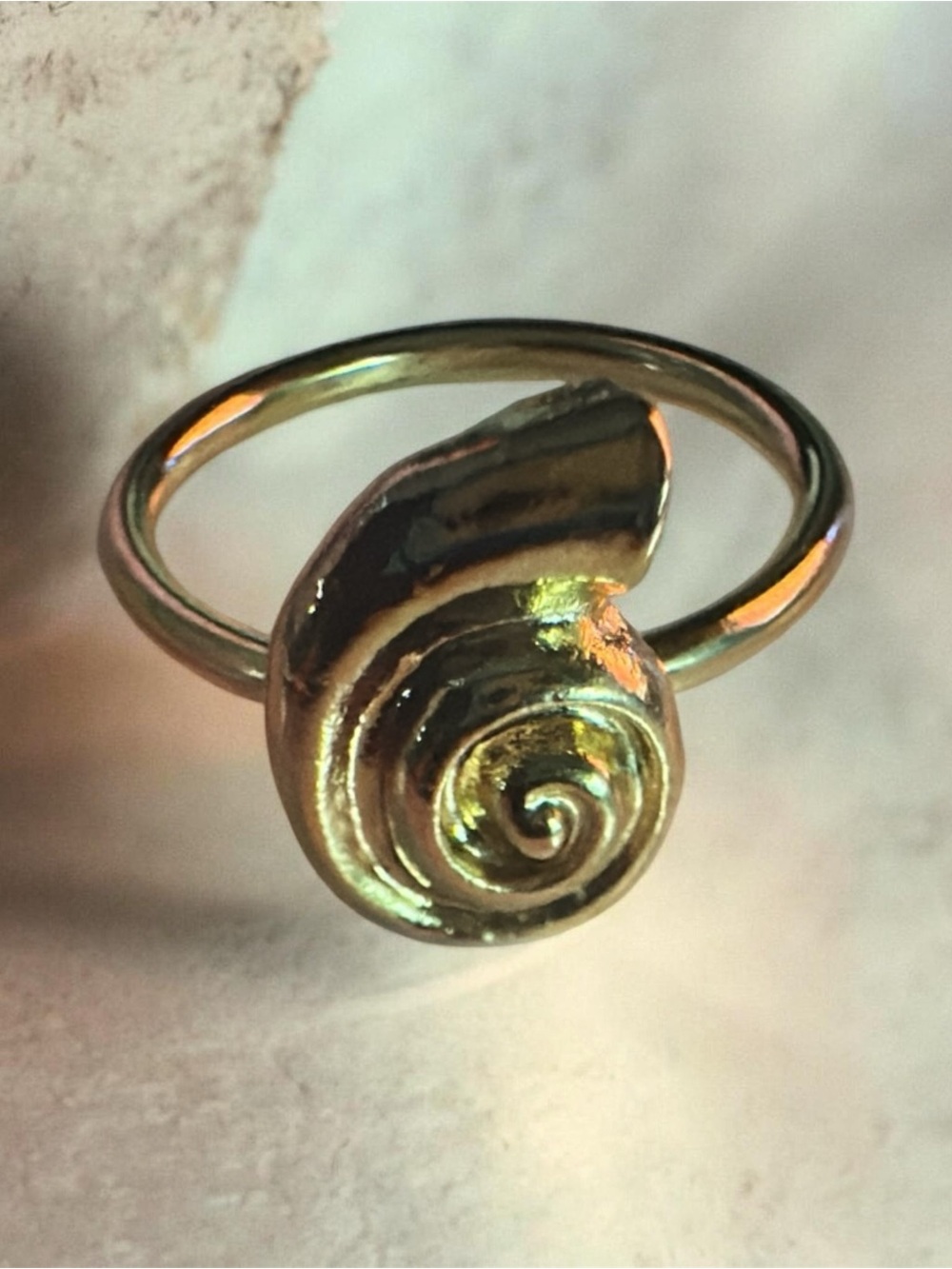 Gold Shell Spiral Ring - Women's Jewelry